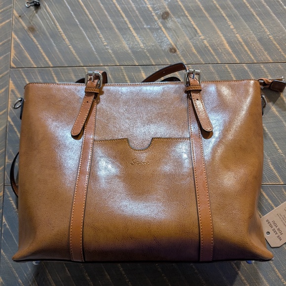 S-ZONE Women Genuine Leather Laptop Tote Bag - Picture 1 of 5
